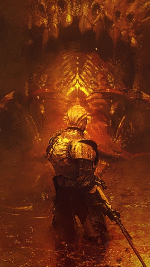 Warrior in armor facing a monstrous mouth in Mortal Shell