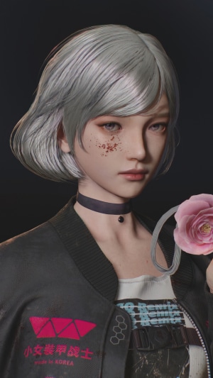 Girl with silver hair and flower