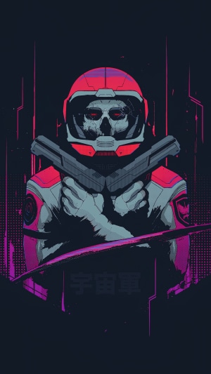 Minimalist Space Soldier with Guns
