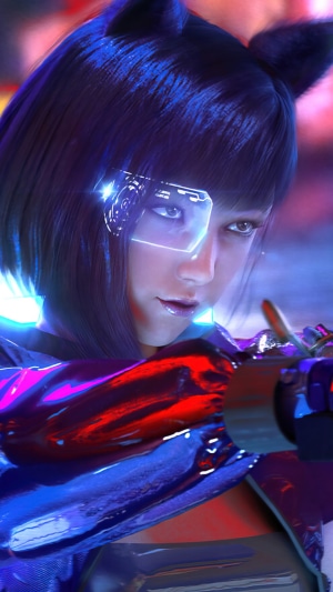 Girl with cat ears and cybernetic eye