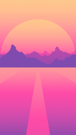 Minimalist sunset over mountains and water