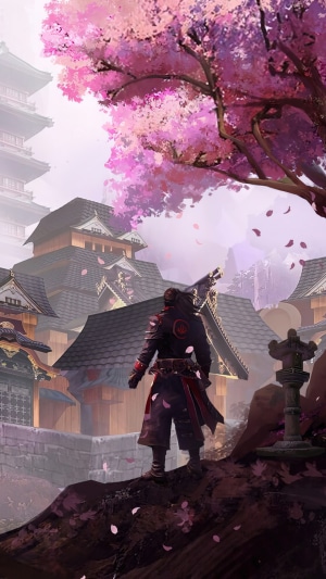 japanese, castle, cherry blossom, fantasy, art, 4k, HD Wallpaper | Rare ...