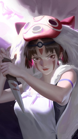 San from Princess Mononoke holding a knife