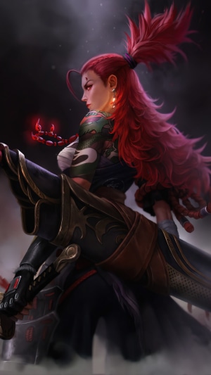 Warrior girl with red hair and a sword