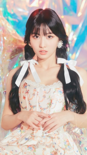 Momo from TWICE in floral corset