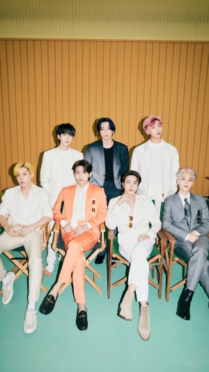 BTS members posing for Butter album photoshoot