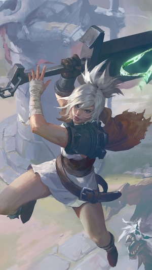 Riven from League of Legends with a large sword