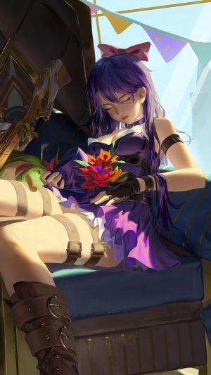 Caitlyn from League of Legends sleeping
