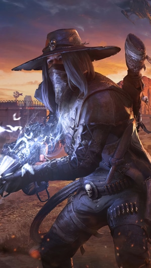 Character from Call of Duty Mobile with a steampunk cowboy aesthetic