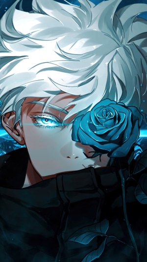 Satoru Gojo with Blue Rose from Jujutsu Kaisen