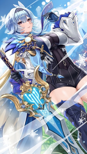 Eula from Genshin Impact with a sword