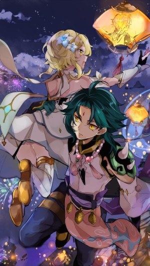 Lumine and Xiao from Genshin Impact