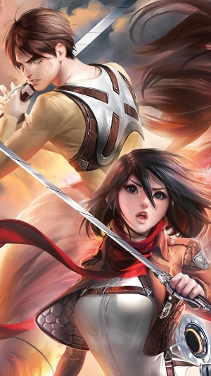 Eren Yeager and Mikasa Ackerman from Attack on Titan