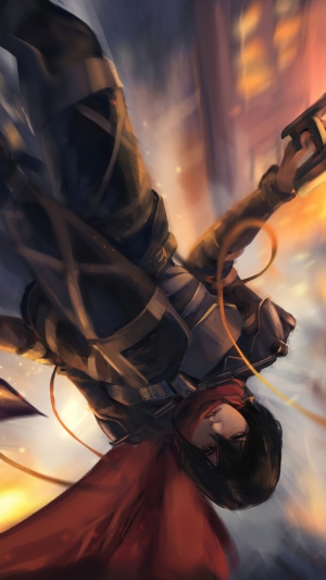 Mikasa Ackerman from Attack on Titan in action