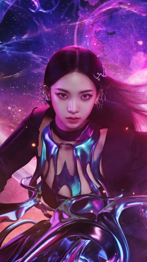Karina from Aespa in futuristic outfit