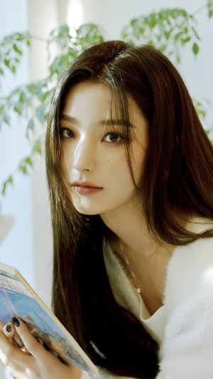 Lee Sae Rom from Fromis 9 reading a book