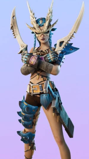 Fortnite character with bone armor and swords