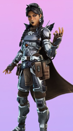 Fortnite character with armor and braids