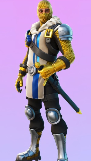 Fortnite character in golden knight armor