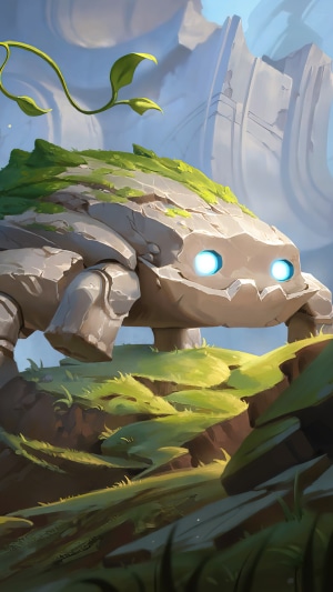 Rock creature with glowing eyes in Legends of Runeterra