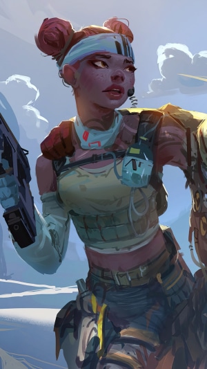 Lifeline from Apex Legends holding a weapon