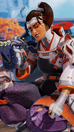 Rampart from Apex Legends holding a weapon