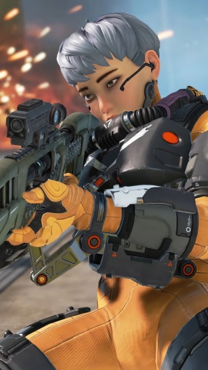 Valkyrie from Apex Legends with a rifle