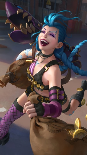Jinx from League of Legends with stolen loot