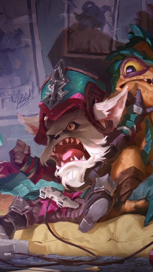 Kled and Skaarl from League of Legends playing video games