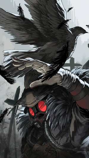 Bloodhound from Apex Legends with a crow