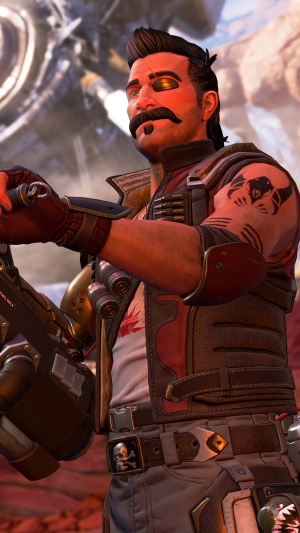 Fuse from Apex Legends holding a weapon