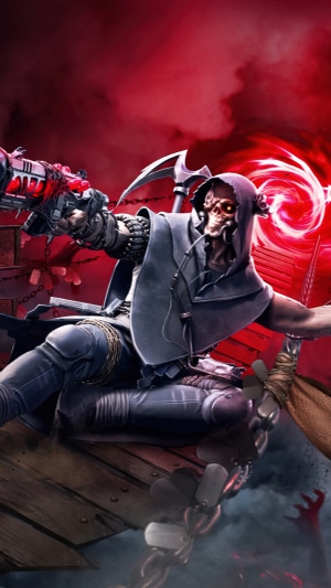 Call of Duty Mobile character with scythe and gun