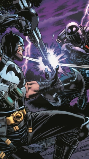 Batman and Snake Eyes fighting in Fortnite