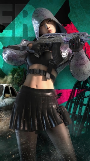 Girl with rifle from PlayerUnknown's Battlegrounds