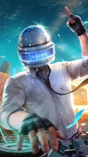 PUBG Mobile DJ character with disco ball helmet
