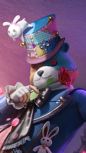 Teddy bear character with rose in PUBG
