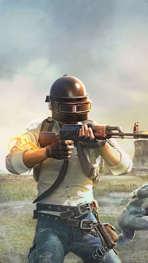 Player from PUBG Mobile holding a rifle
