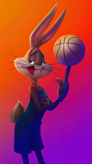 Bugs Bunny from Space Jam 2 playing basketball