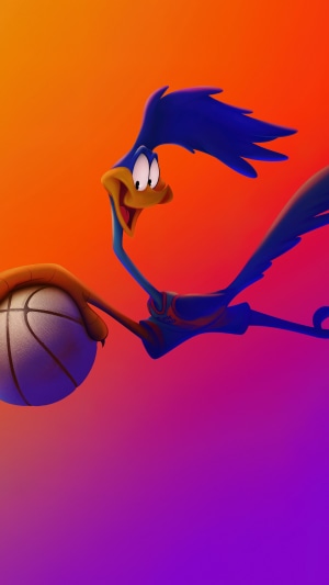 Road Runner from Space Jam: A New Legacy holding a basketball