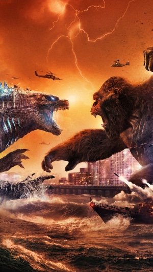 Godzilla vs. Kong in a sea battle