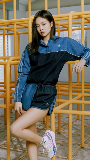 Jennie from BLACKPINK wearing Adidas outfit