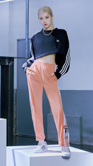 Rosé from BLACKPINK wearing Adidas outfit
