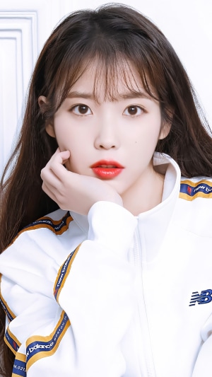 IU (Lee Ji Eun) wearing New Balance jacket