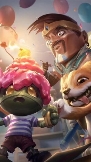 Amumu, Fizz, Draven, and Corki from League of Legends
