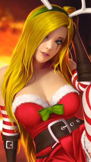 Katarina from League of Legends in Christmas attire