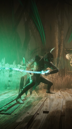 Thymesia video game character with glowing sword