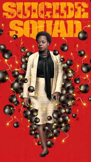 Amanda Waller from The Suicide Squad surrounded by bombs