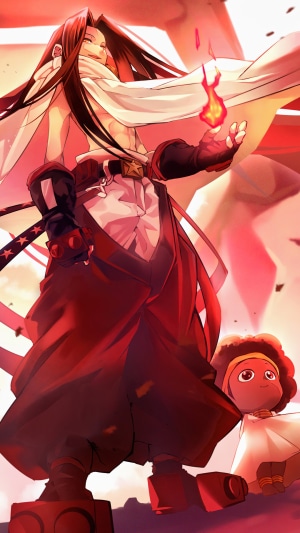Hao Asakura from Shaman King with fire