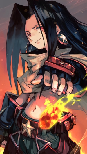 Hao Asakura from Shaman King with fire