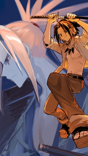 Yoh Asakura and Amidamaru from Shaman King